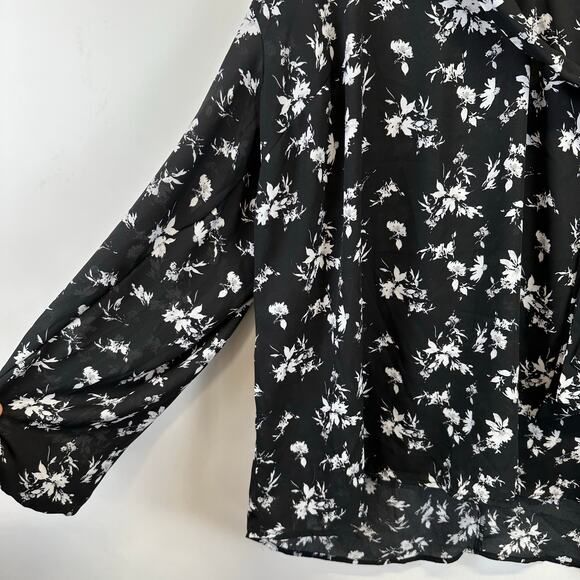 Torrid Georgette Tie Front Cold Shoulder Black Floral Blouse Womens Plus 1 - Picture 9 of 13